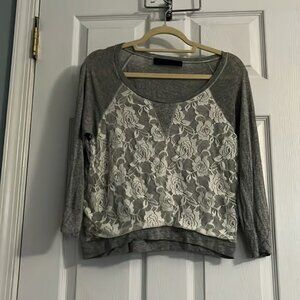 Grey Lace Top